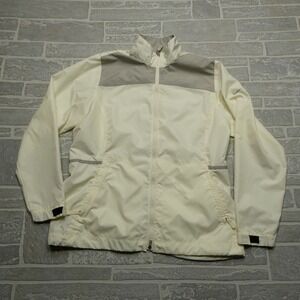 Nike Golf Fit Storm Jacket Womens Large Off White Windbreaker Full Zip Pockets
